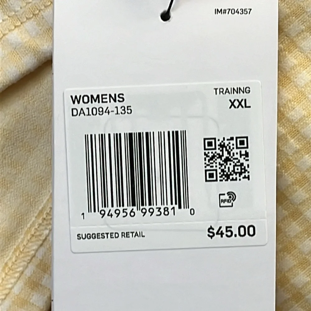 NWT NIKE Yellow and White Gingham Tank Top Size XXL